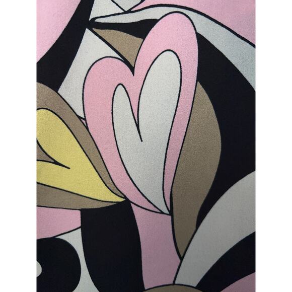 Belle Kim Gravel Top Blouse Medium Heart Print Retro Mod Button Shirt V-Neck New - Picture 2 of 10